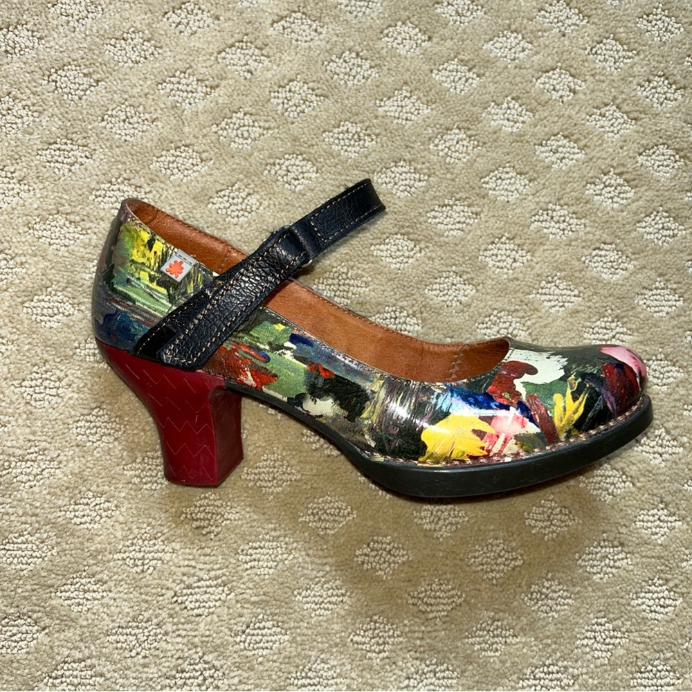 Art Company Floral Mary Jane Heels Comfort Rockabilly Sz 38 US 8 Boho